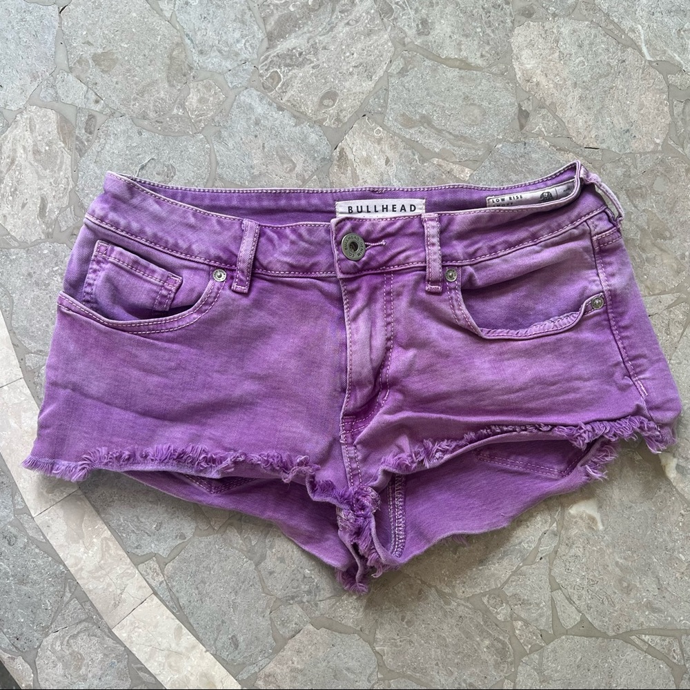 Purple jean shorts
